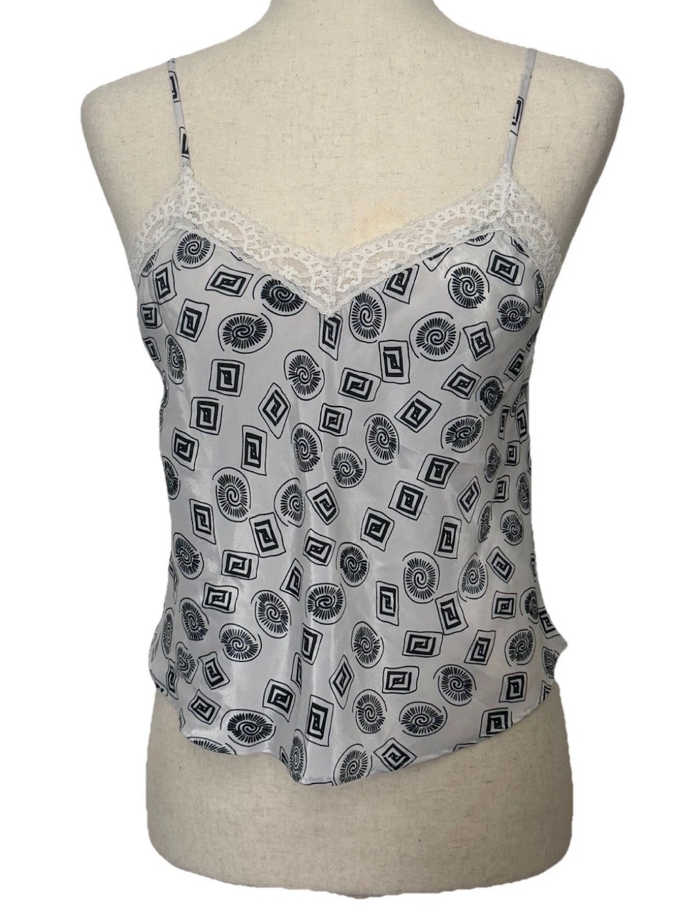 Victoria’s Secret gold label vintage cami top black white print size small